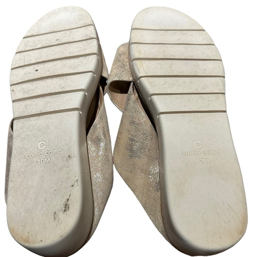 Corso Como Womens Size 10 Leather Metallic Crossover Slip On Sandals - Picture 7 of 7